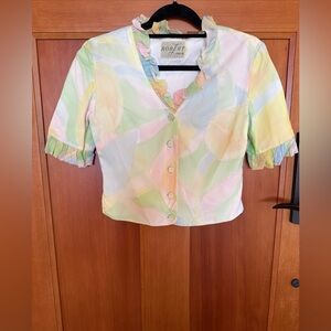 Vintage 1970'S robert Louis California silk chiffon rainbow jacket xs
